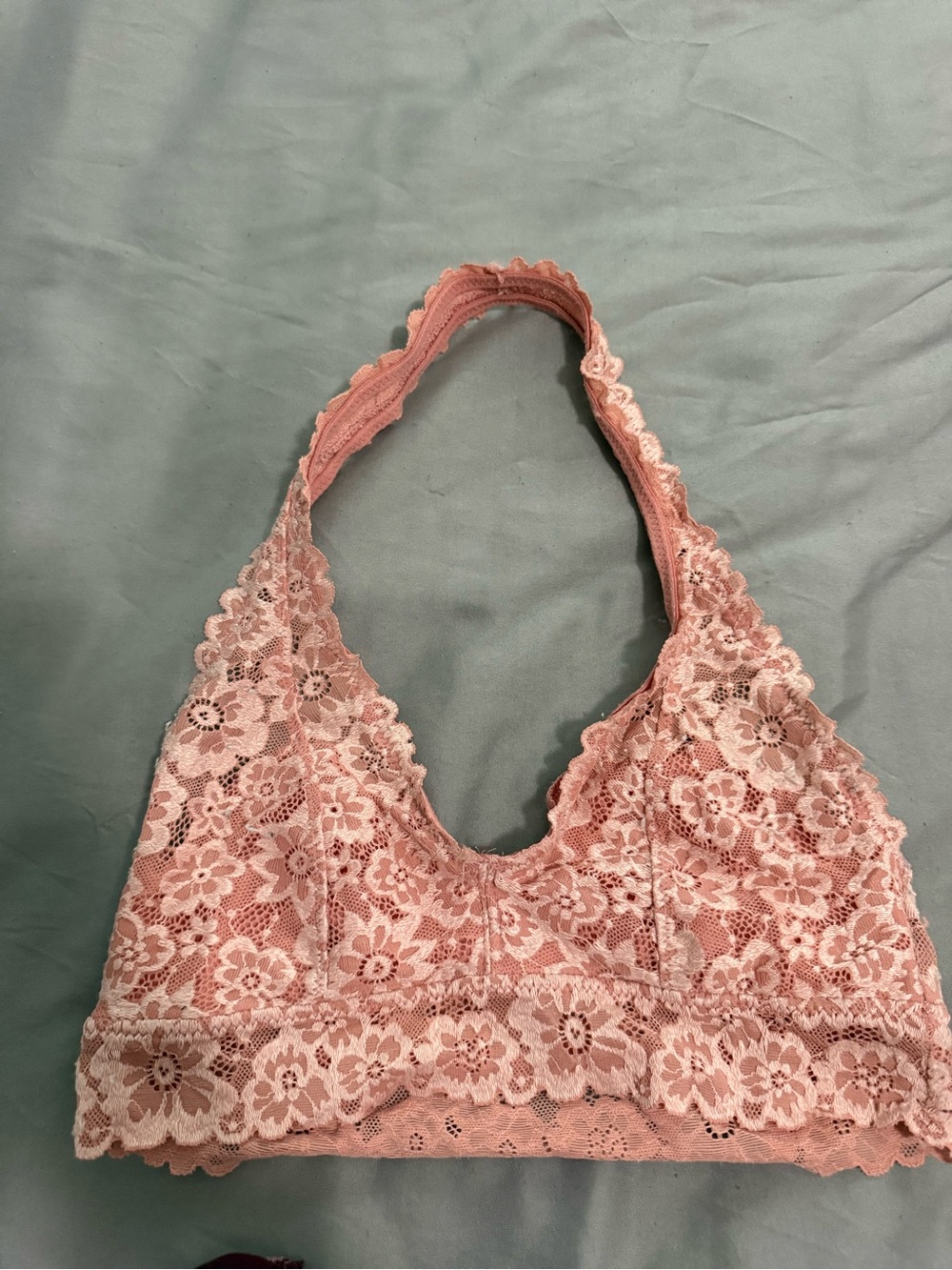aerie Pink Floral Lace Halter Bralette